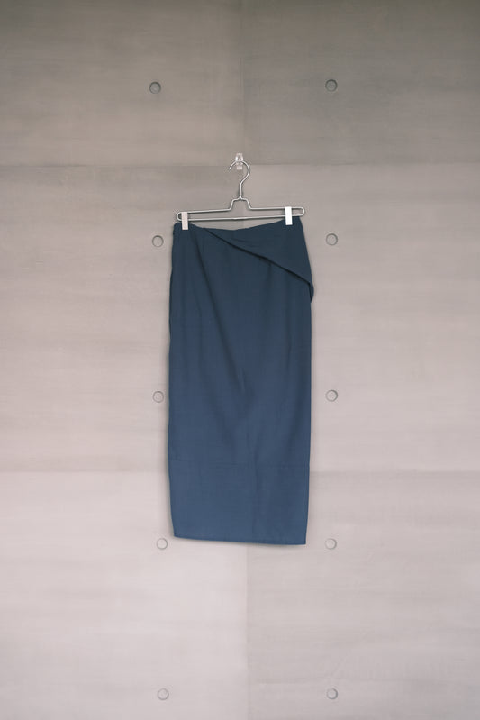 wool- blend asymmetric draped skirt (pre-order)