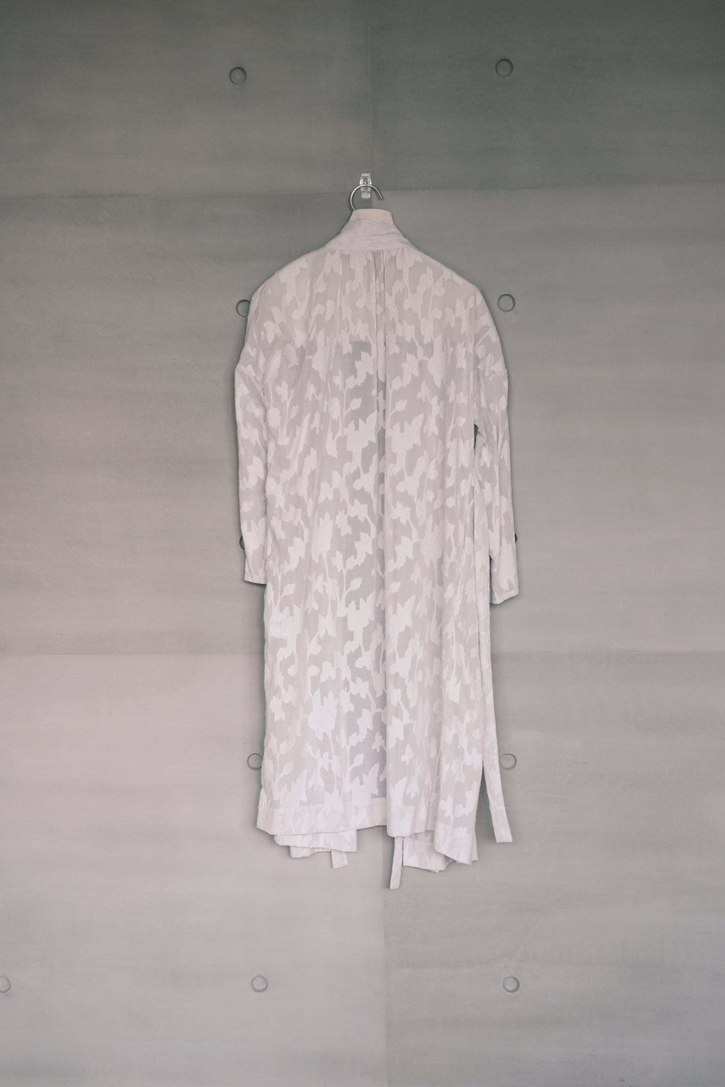 sheer mandarin jacquard long-fit coat (in-stock)