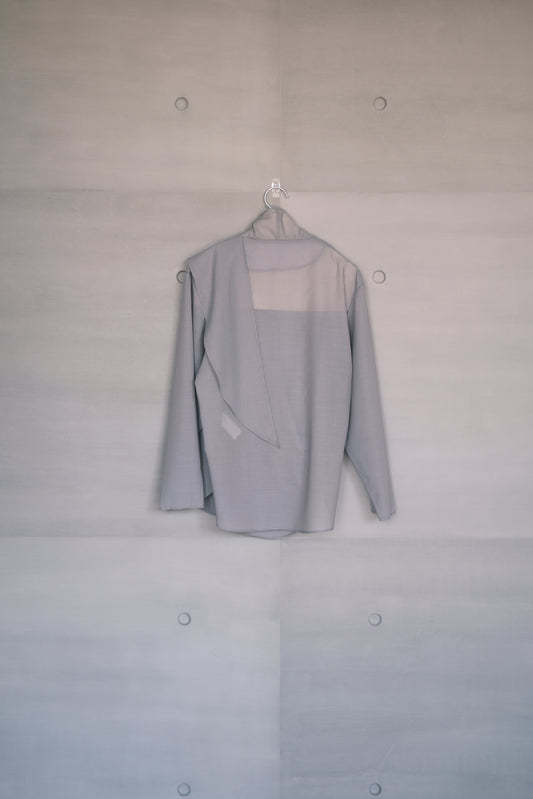 long sleeves grey wrap blouse (in-stock)