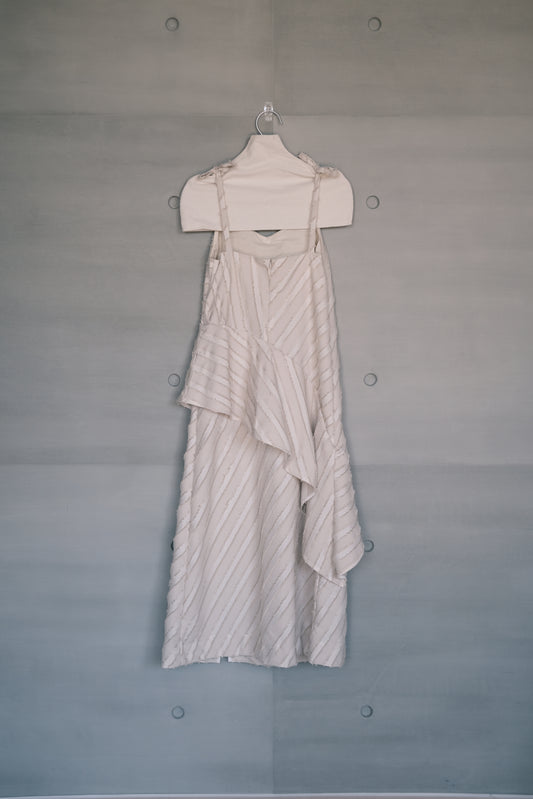 asymmetric cut stripe jacquard dress (in-stock)