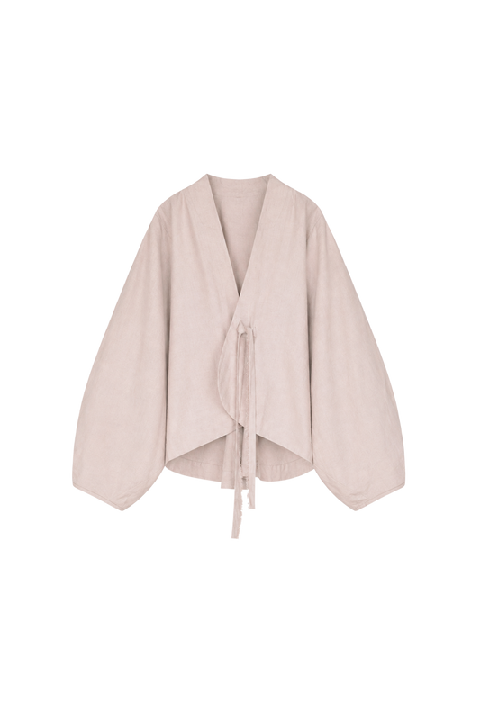 misty pink long-sleeve cover-up jacket ( in-stock )