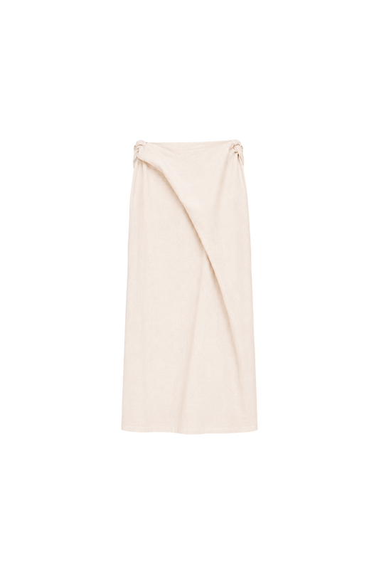 non-dyed organic wrap skirt - beige (in-stock)