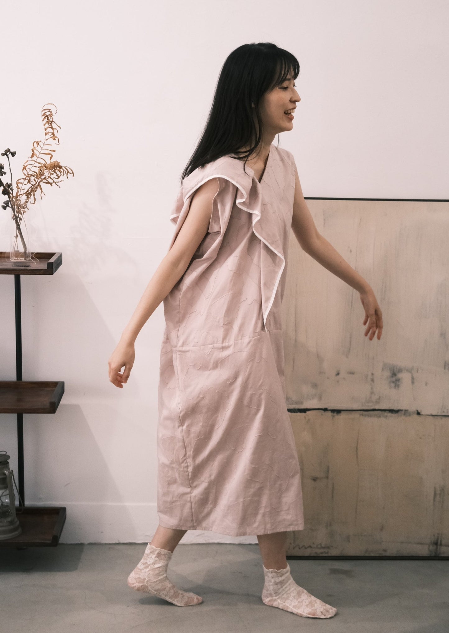 asymmetric cut midi dress ( in-stock)