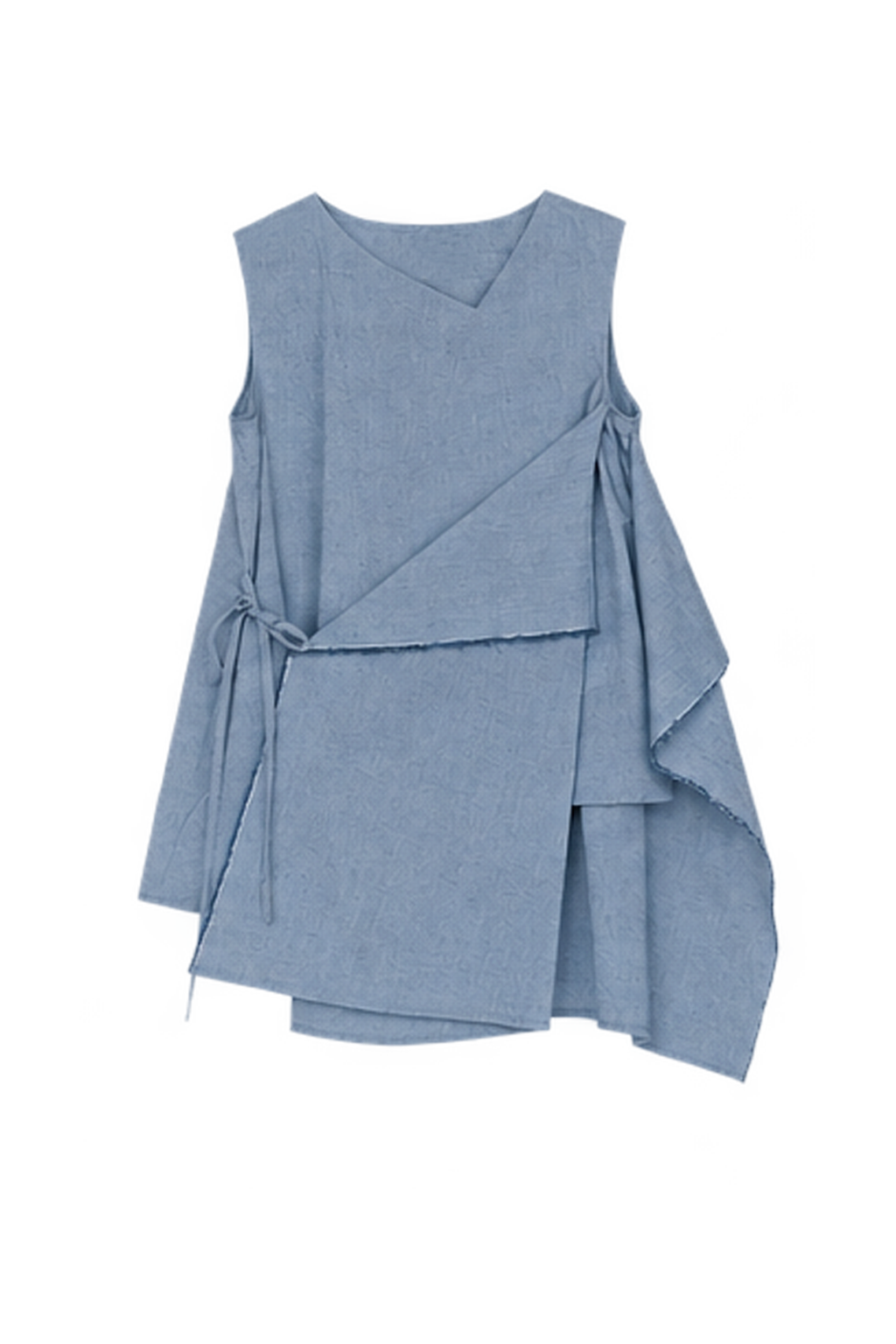 asymmetric dual-way silk- cotton tie vest - blue ( in-stock)