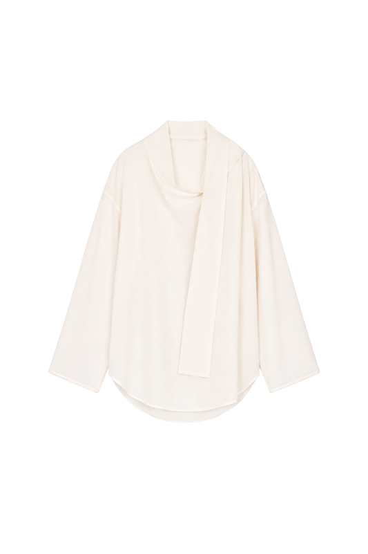 oversized tied-neck top - ivory (pre-order)