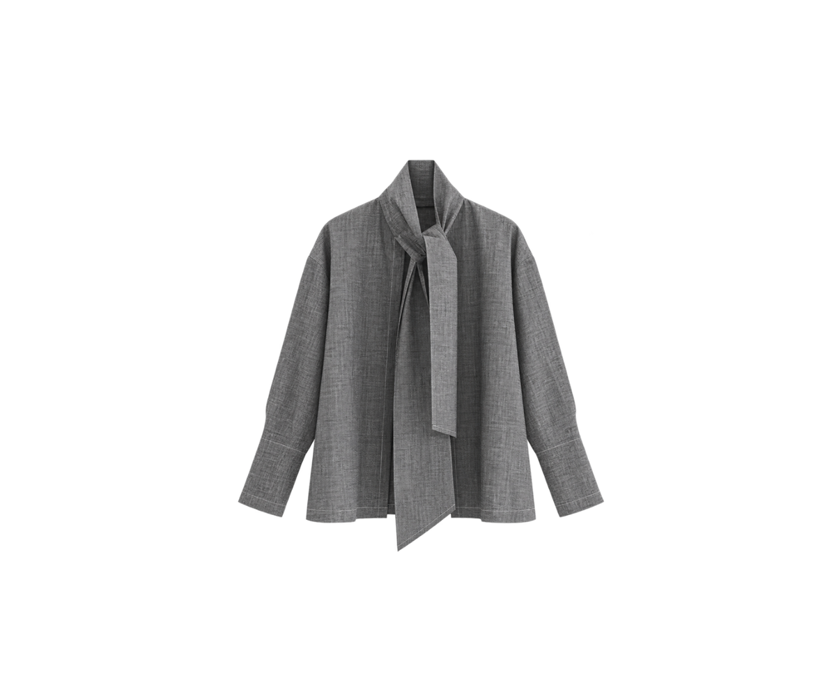 lightweight denim oversized scarf shirt
