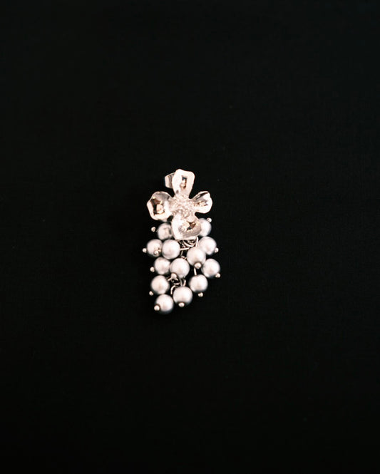 floral with sliver beads earring 001 (single)