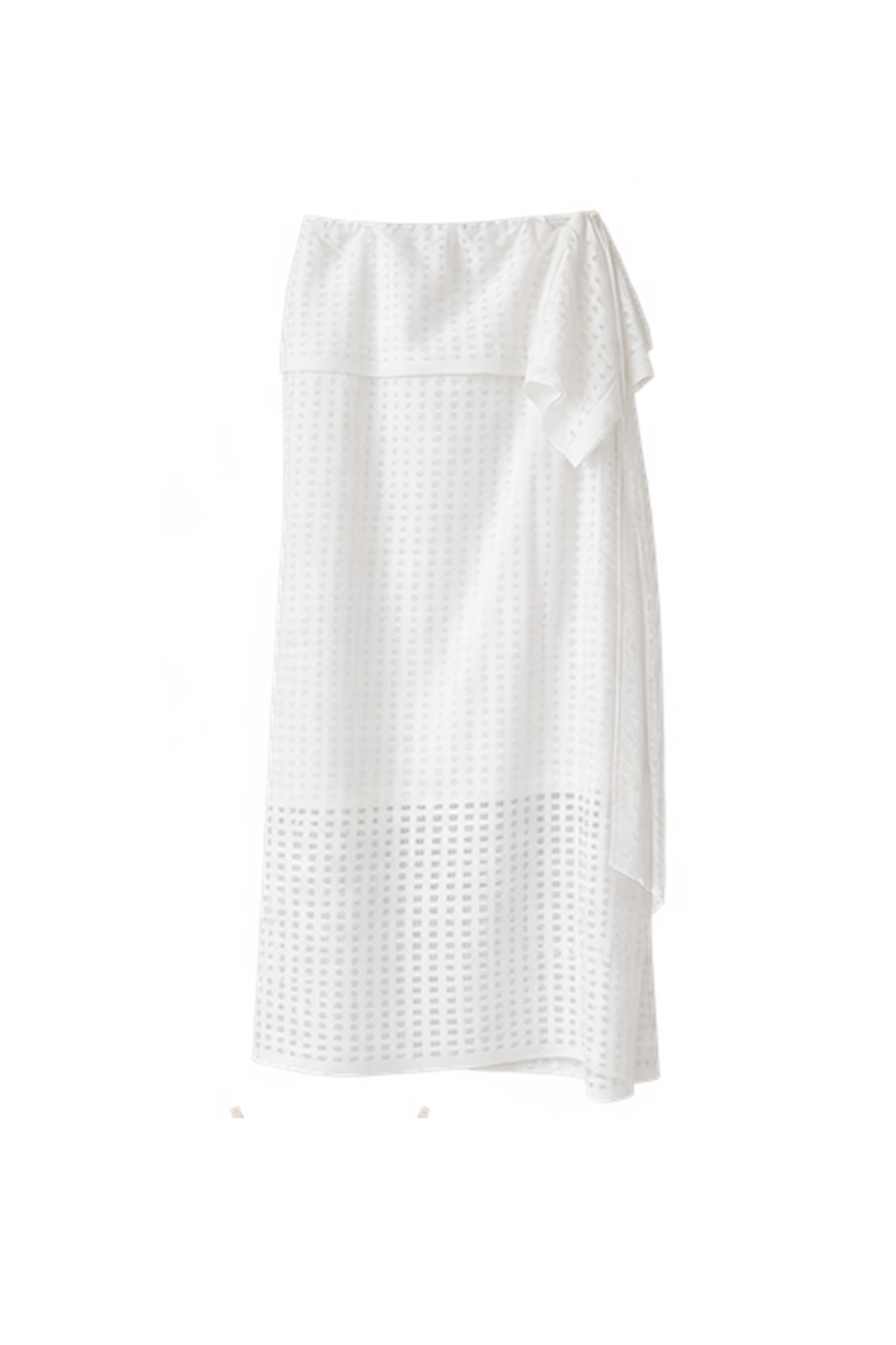 subtle checked lightweight ruched wrap skirt (pre-order)