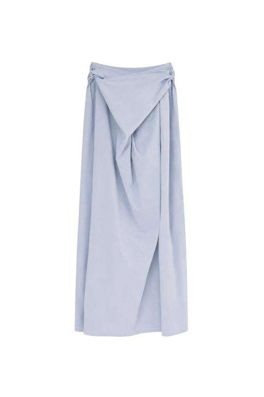 double-layers wrap blue skirt