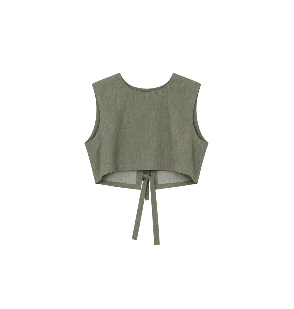 tie-front cotton denim vest top - grass