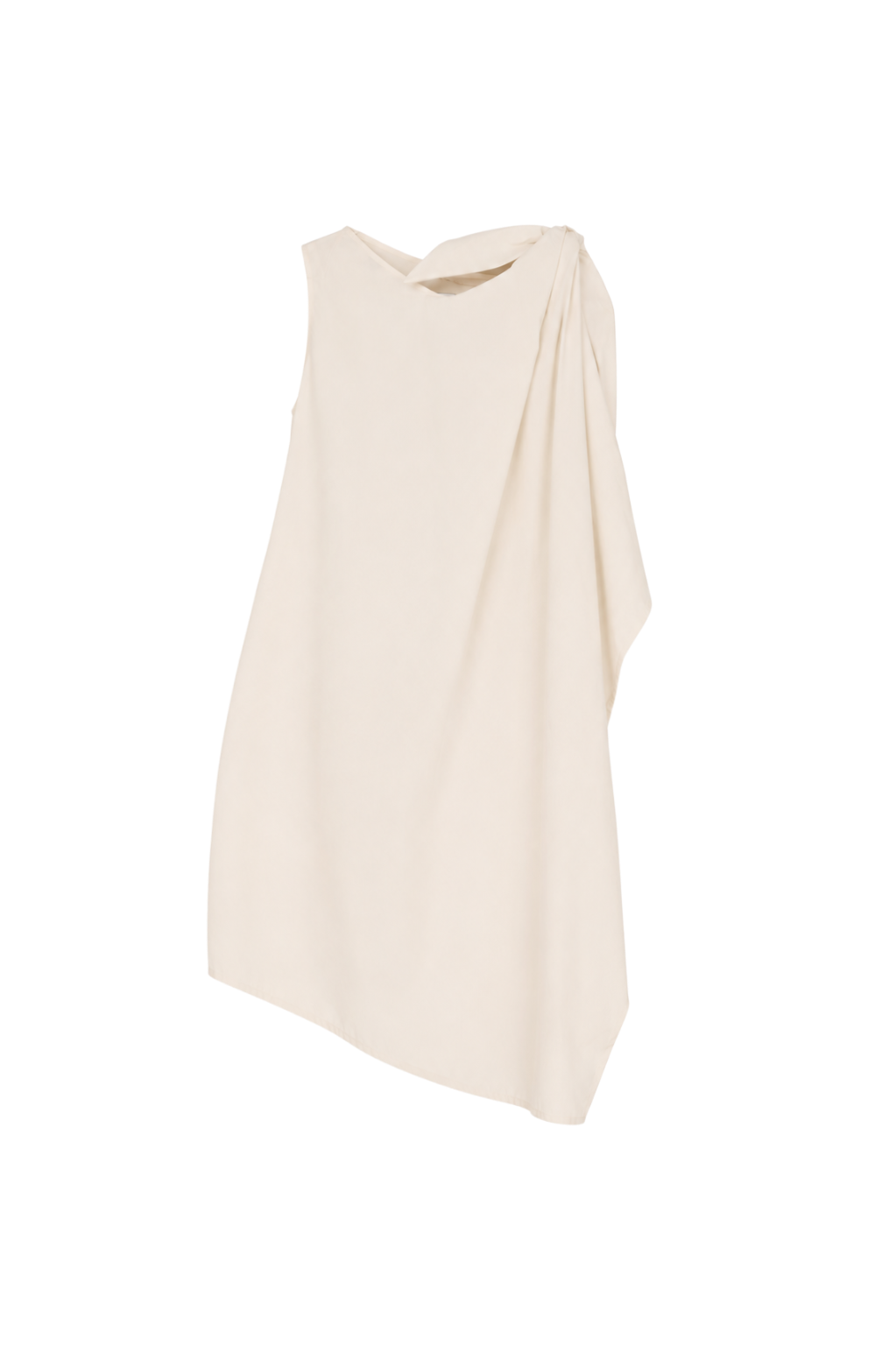 cotton-linen asymmetric wrap dress with shoulder tie (in-stock)