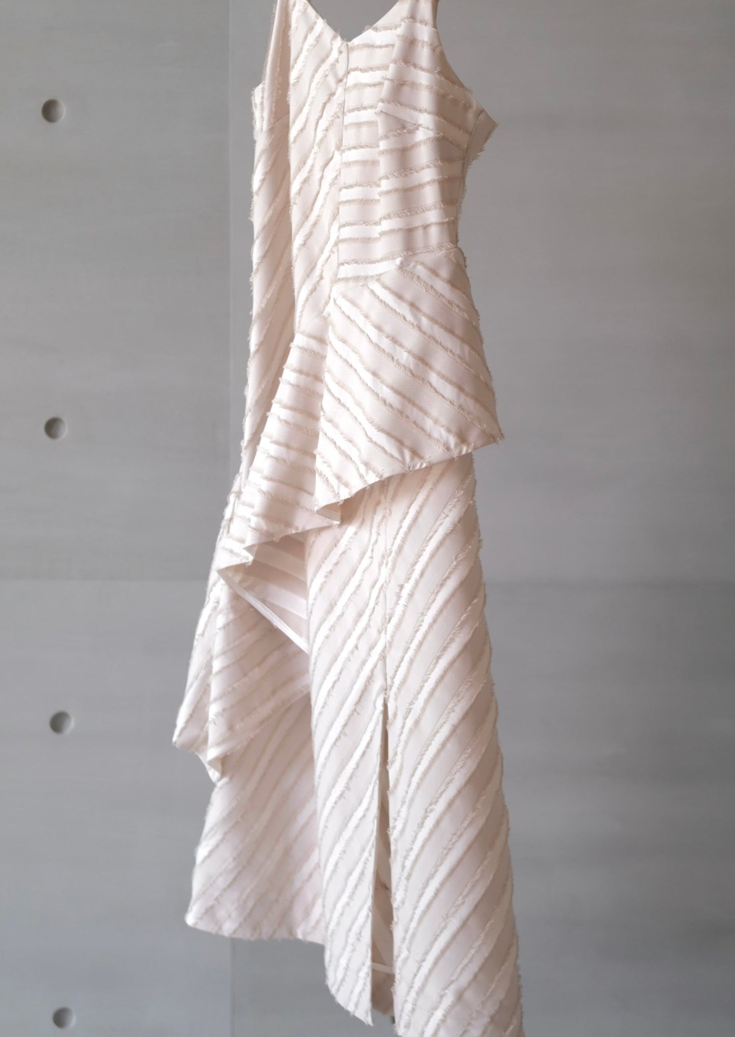asymmetric cut stripe jacquard dress