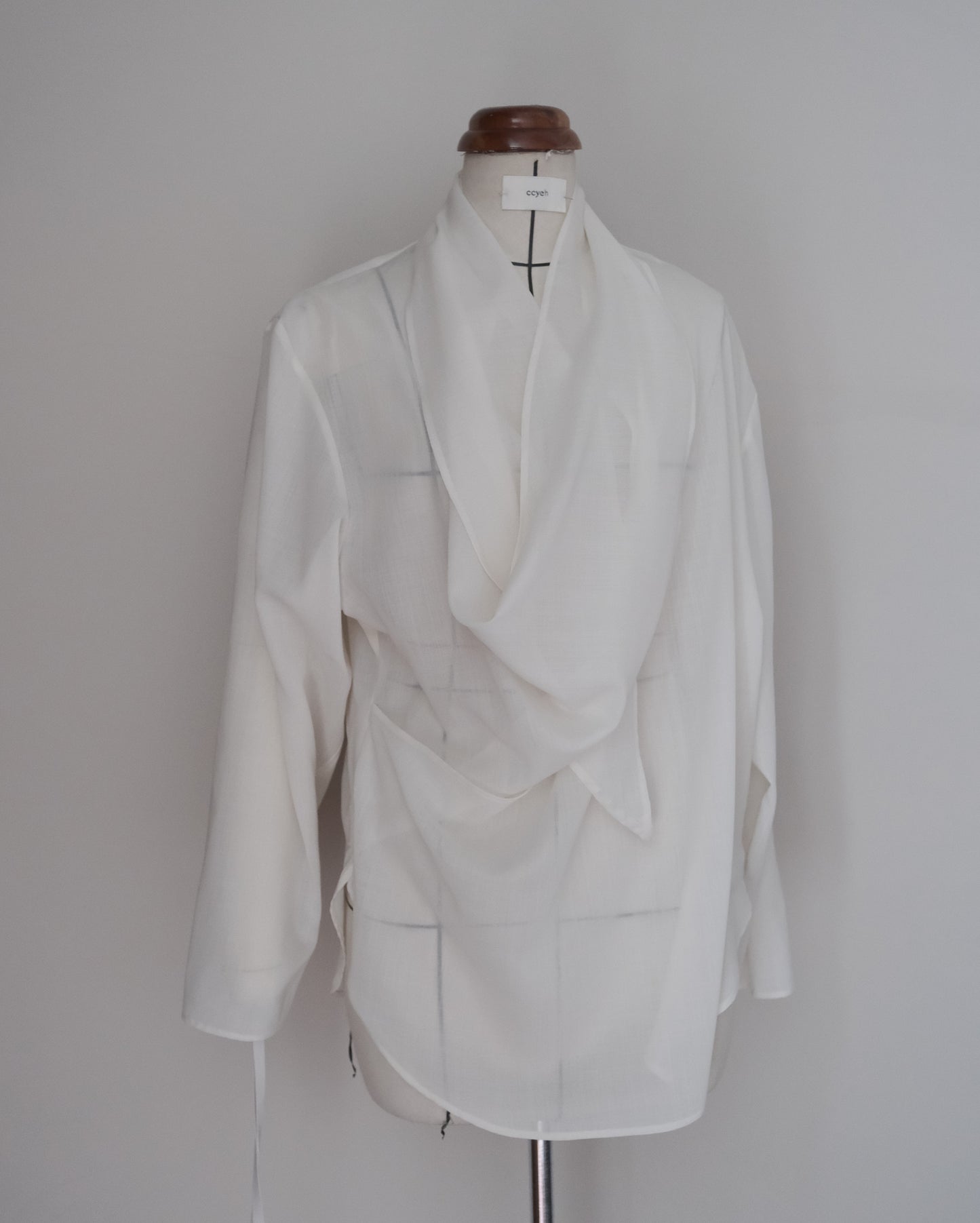 long sleeves white wrap blouse (in-stock)