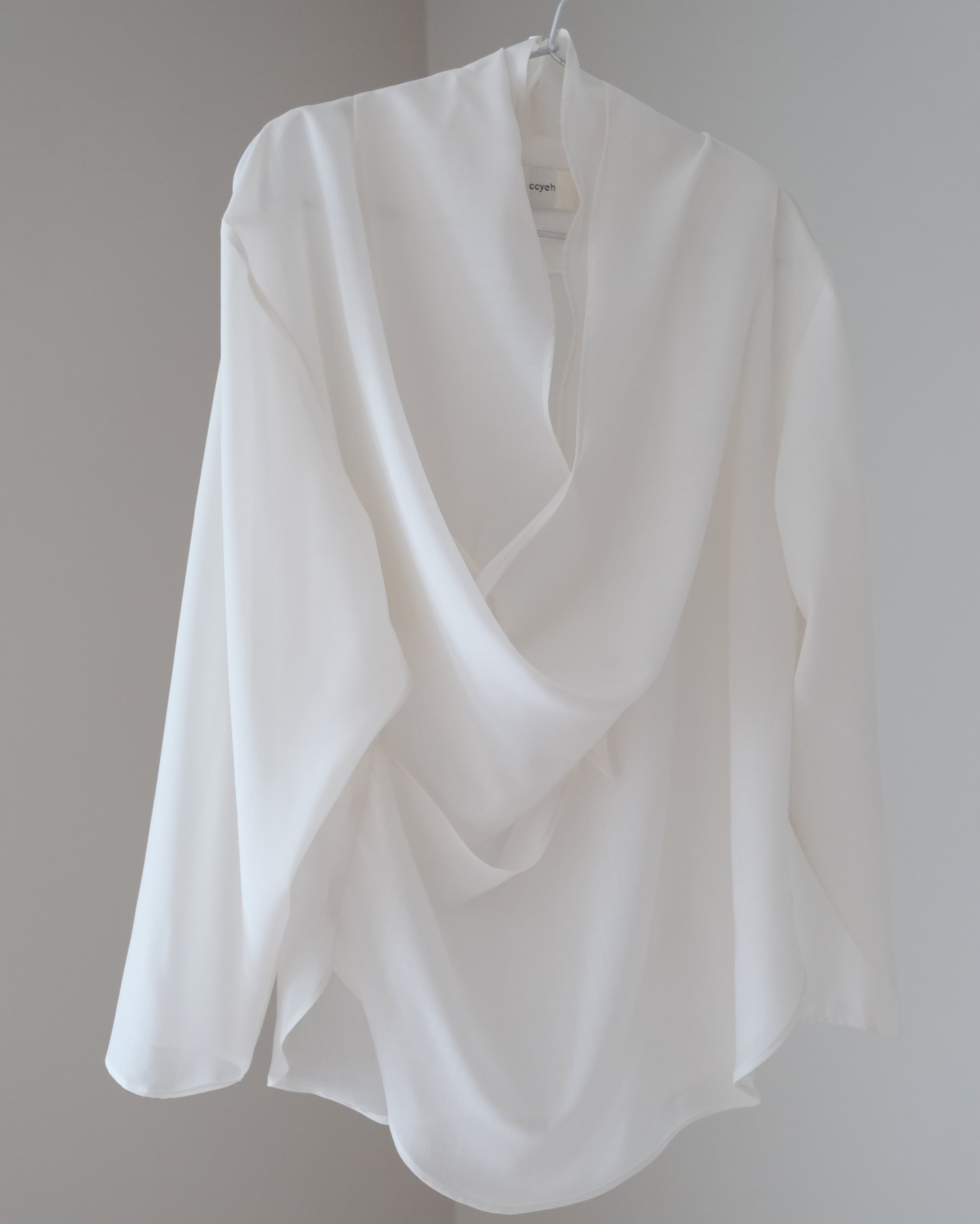 Cotton white wrap blouse long sleeve main image 0